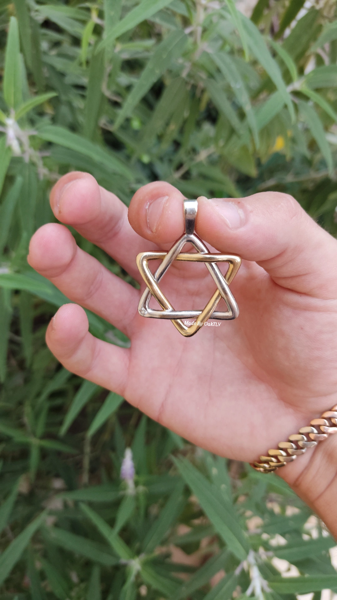 14K GOLD TWO TONE STAR OF DAVID PENDANT