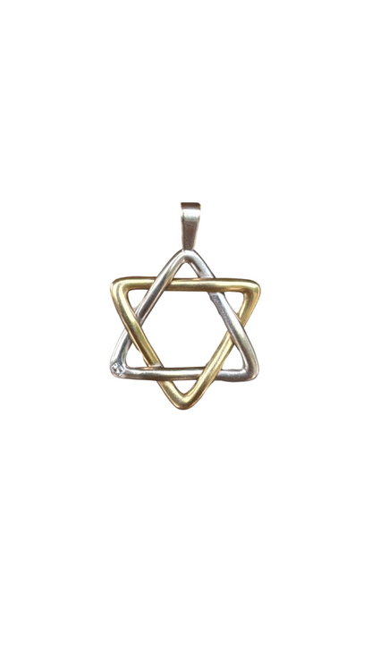 14K GOLD TWO TONE STAR OF DAVID PENDANT