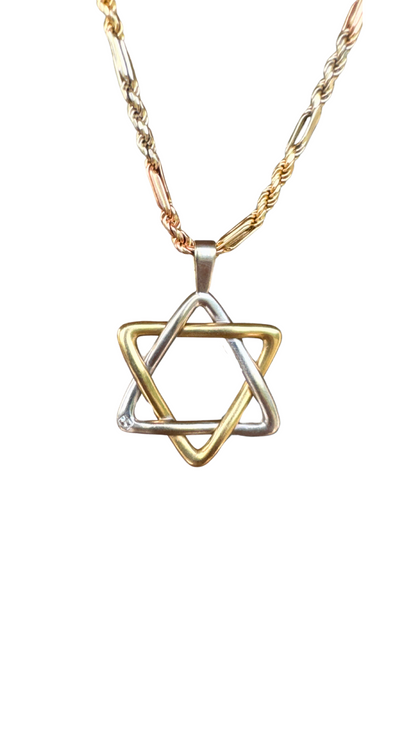 14K GOLD TWO TONE STAR OF DAVID PENDANT