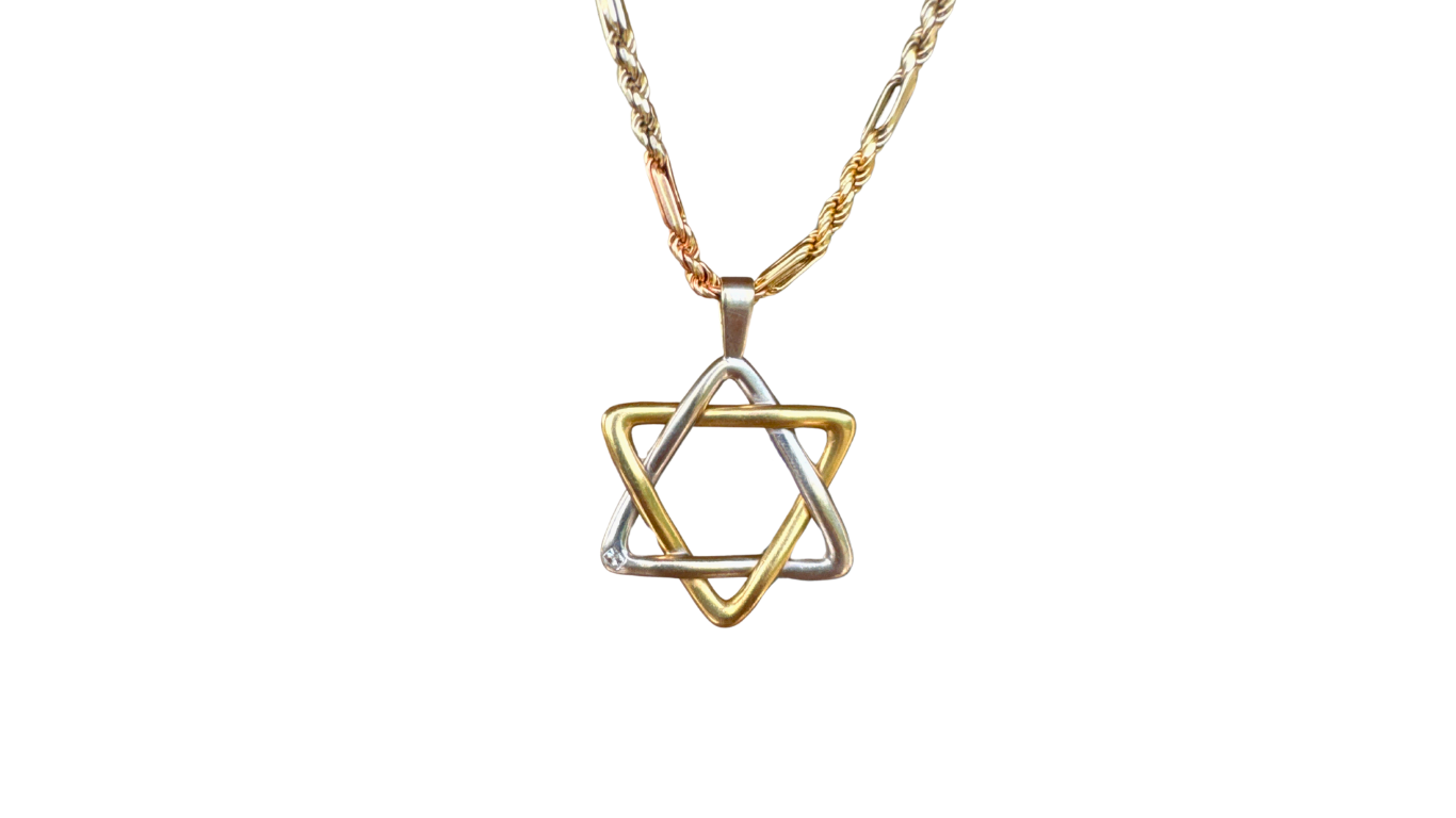 14K GOLD TWO TONE STAR OF DAVID PENDANT